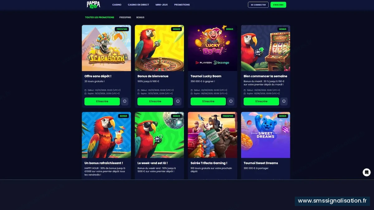 Page des promotions de PampaGo Casino